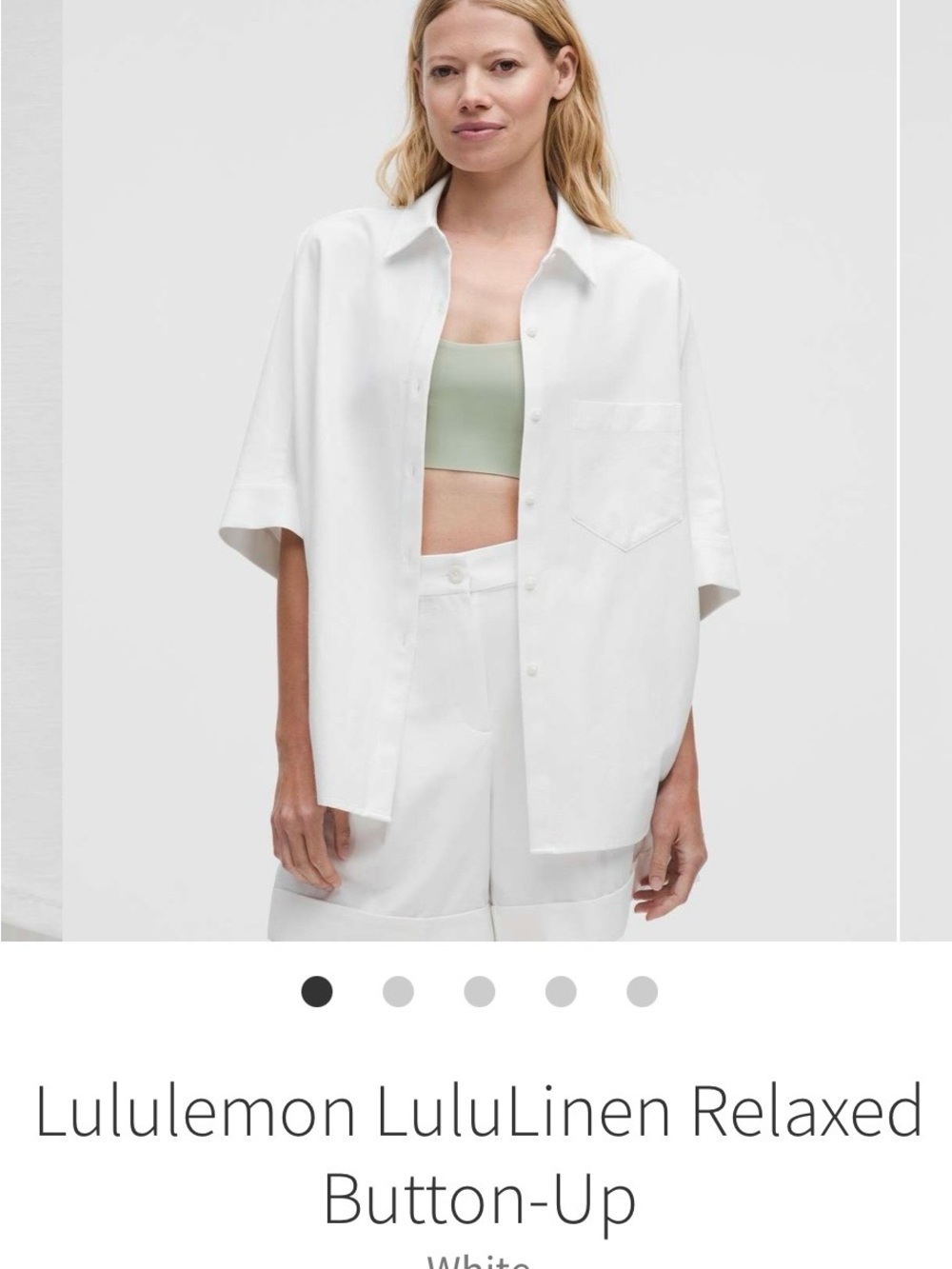 lululemon athletica White Relaxed Button-Up Linen Shirt